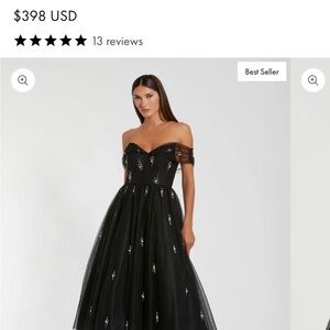 Mac Duggal Black Off the Shoulder Evening Dress